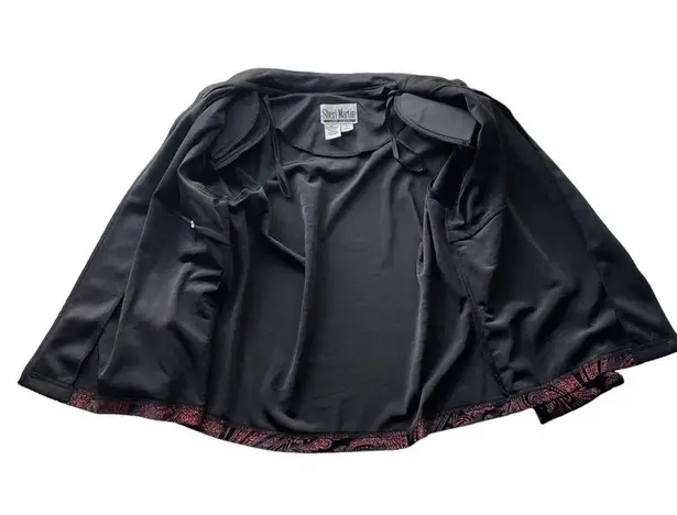 Sheri Martin Velvet Floral Jacket Black red Size 12 Vintage Bling Floral