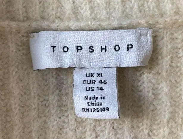 Topshop  Turtleneck Pointelle Knit Sweater Cream 14