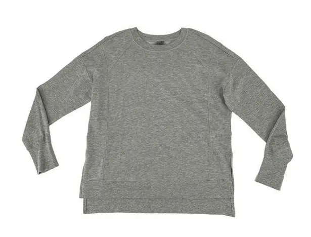 Sweaty Betty  Gray Long Sleeve Crew Sweatshirt Top Split side Small