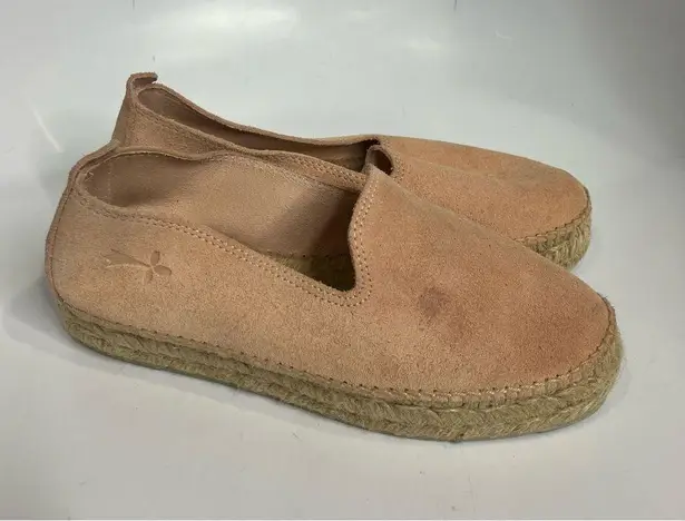 Manebi Hamptons platform espadrille slip on shoes suede womens size 38 peach tan Orange