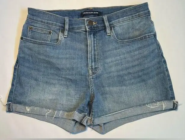 Calvin Klein  Womens High Rise Cuffed Denim Shorts Blue Size 28