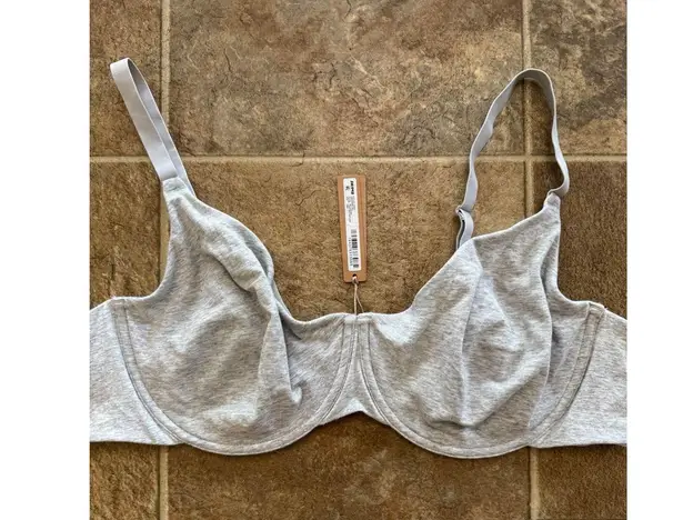 SKIMS Cotton Jersey Bra Light Heather Grey Size 44DD