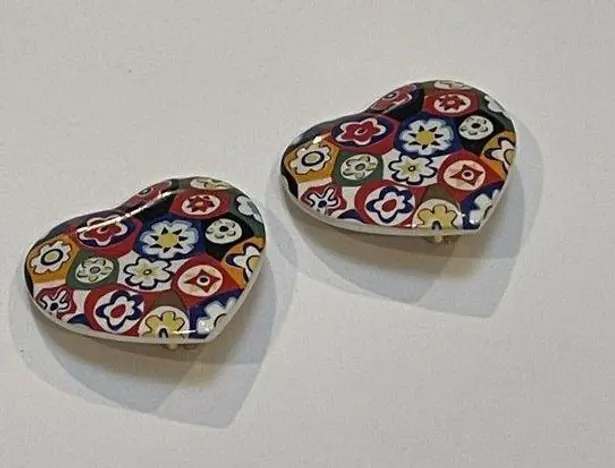 Large Statement Ceramic Multi Color Heart Print Clip