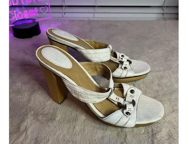 Frye  Women's Gerry Slide Platform Heel Sandals White Size 7.5