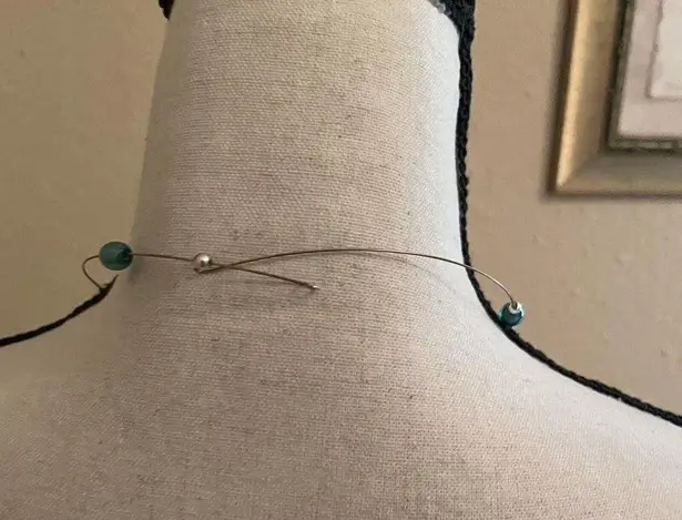 Women’s Bead Costume Necklace Beaded Blue / Green Glass Bronze Tone Choker