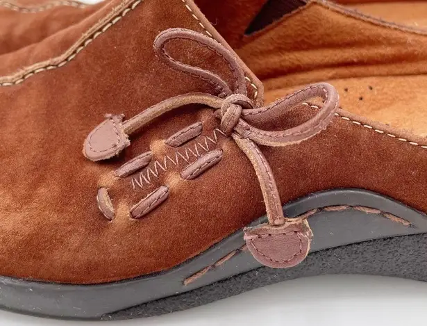 Naturalizer Detail Brown Leather Suede Slip On Mules Bow Detail Women's Size 8M