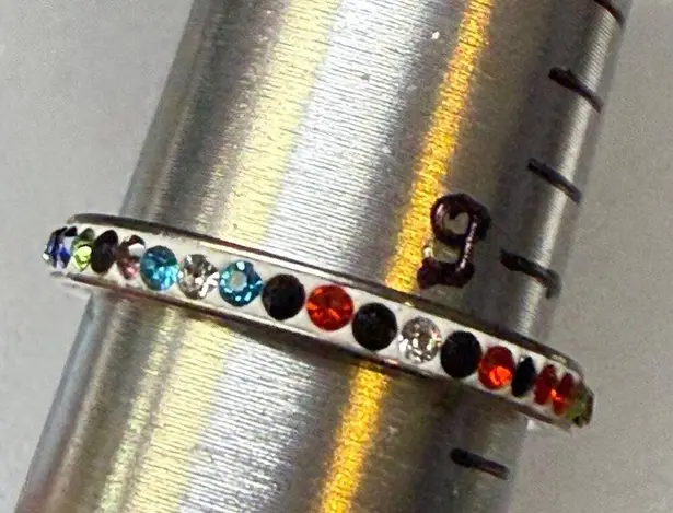 Fashion Ring Multicolor Rhinestone Infinity Band Size 9.25 Stainless Steel 19mm