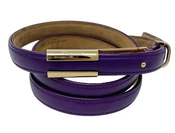 Salvatore Ferragamo Purple Leather Slide & Post Belt size 95cm Large L/XL