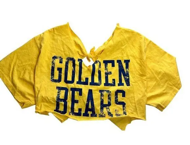 UC BErKELEY Cal Bears Cropped & Tied Game Day Fan Shirt Size S/M Gold