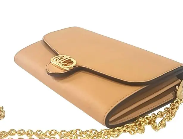 NWT Lauren Ralph Lauren Leather Medium Adair Wallet Crossbody Summer Buff Tan