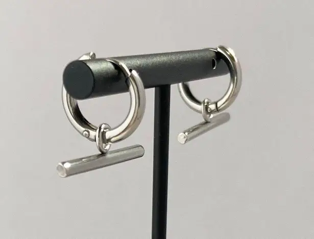 Titanium Steel Dangle Drop Earrings for Men Women,Silver Hoop Earrings Silver