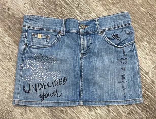 Z. Cavaricci y2k denim mini skirt sequin graphic graffiti small Blue