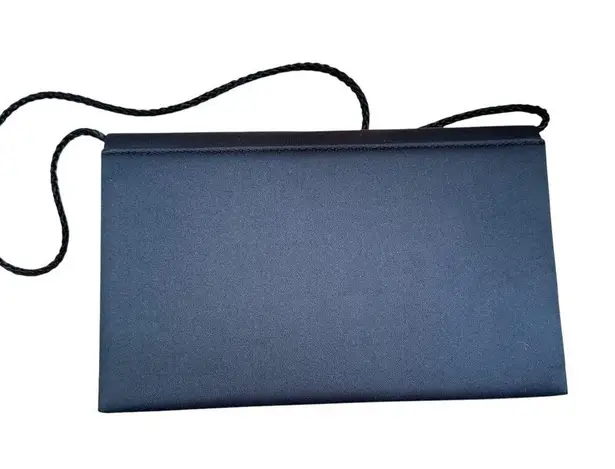 Vintage 60s Black Satin Pleated Purse Clutch Gold Tone Rhinestone Infinity Clasp