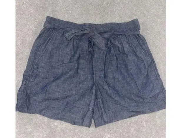 Polo Ralph Lauren Women's Size Large Blue Chambray Cotton Belted Paperbag Shorts