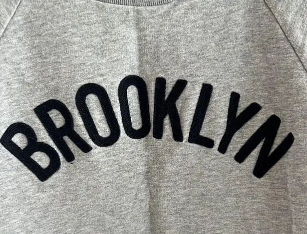 J.Crew  Brooklyn New York Graphic Sweatshirt Crewneck Gray Blue 3/4 Sleeve M