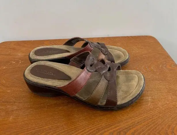 Thom McAn Women’s Leather Open Toe Scandal Brown Size 6.5 W Size 38 Sku 2812