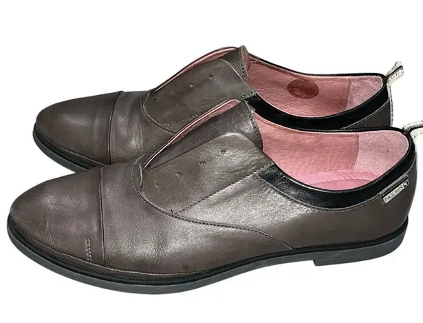 Pikolinos Pyrgos Laceless Leather Oxford Shoes size 40 Gray Brown