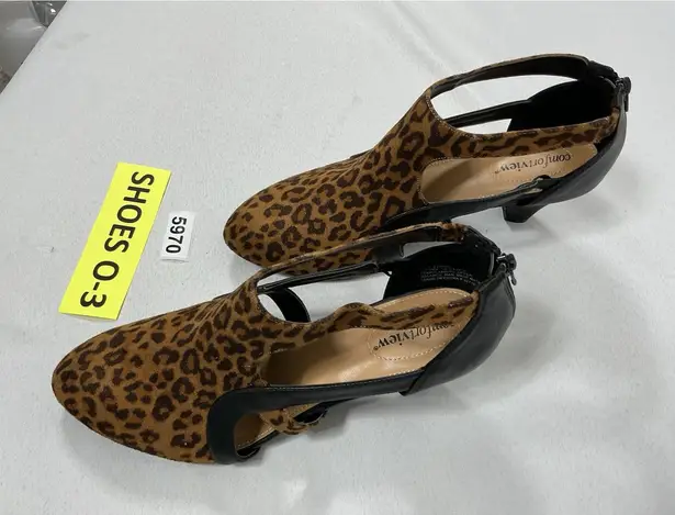 Comfortview Womans Sage Animal Print Shoes 10.5 W Brown Black Back Zip Open Side