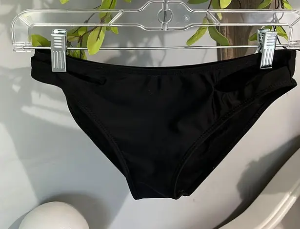 Black Solid Bikini Bottom Swimsuit Womens Medium Side Slits