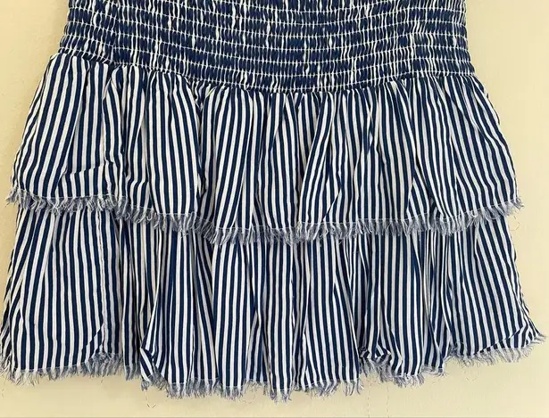 Aerie  Striped Ruffle Tiered Skirt in Blue and White - S