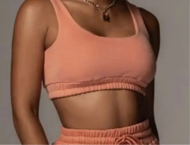 JLUXLABEL Nadala Fleece Crop Top - Coral - Size S