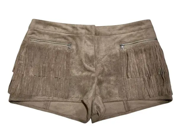 BCBG MaxAzria Weston Suede Fringe Shorts, Mocha, Size S