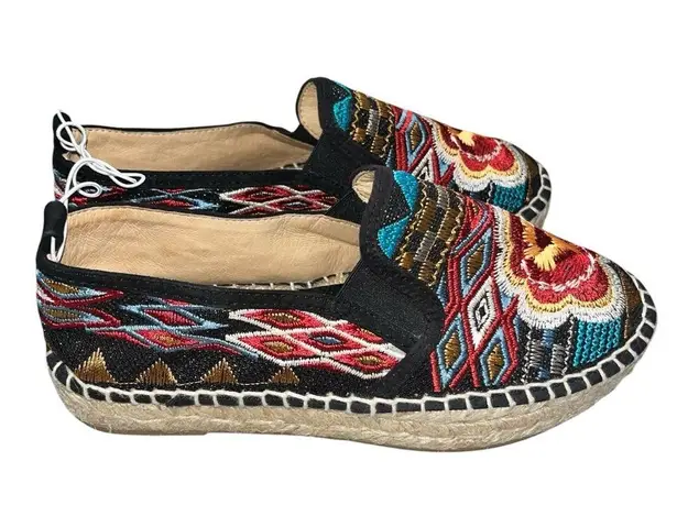 Johnny Was NEW Aldorva Embroidered Platform Espadrille Slip On Shoes size 37 6.5