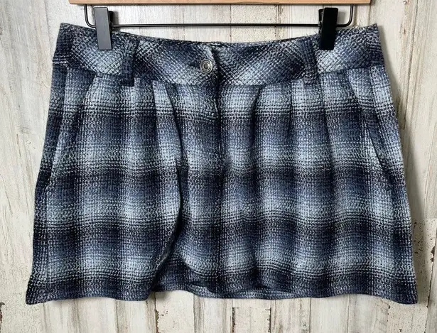 London Jean Plaid Wool Rayon Mini Skirt Vintage Y2K Womens Size 4/Medium Blue