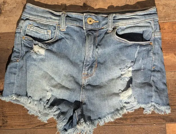 Sneak Peek High Rise Distressed Frayed Cutoff Jean Shorts S Small Blue