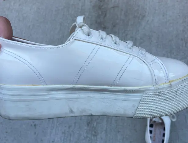 Superga White Pleather Platforms