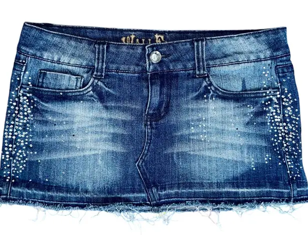 Vintage Y2K Wallflower Bling Mini Jean Skirt Blue Size undefined