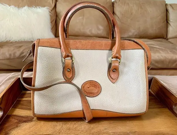 Dooney & Bourke Vintage  Leather Brown & White Satchel