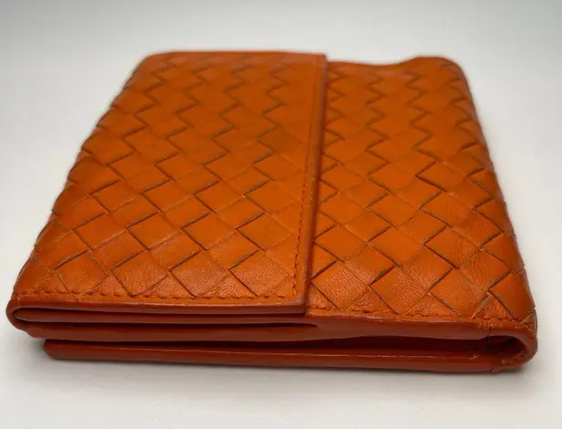 Bottega Veneta Intrecciato Nappa Leather Compact Wallet, Orange - Preowned