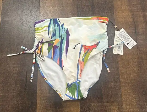 NWT CALIA Women's High Waisted Ruched Side Tie Swim Bottoms Size Medium White