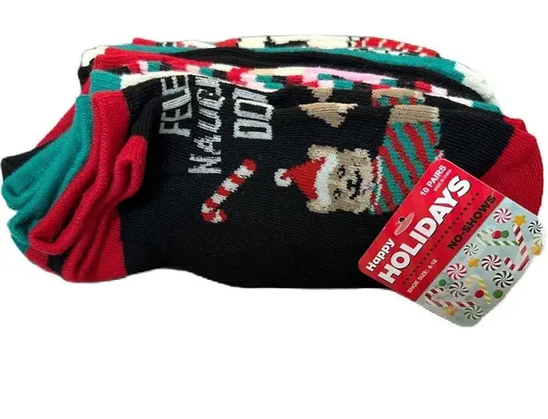 No Show 10 Pair of Multicolored Dog Socks Red