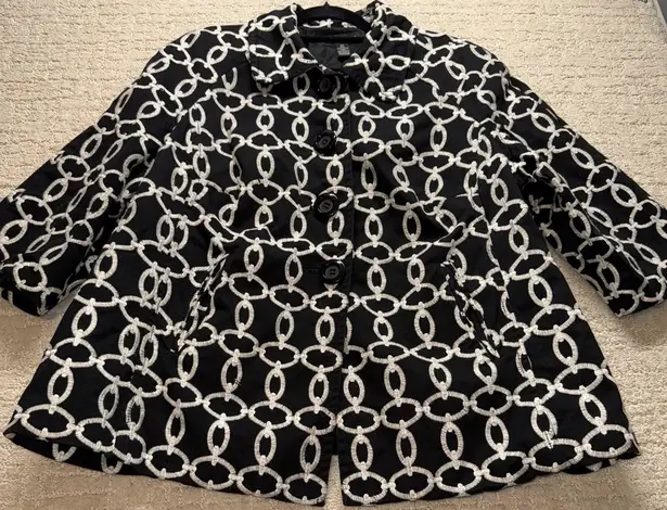 INC International Concepts Women's Black White Chain Print Jacket 2X - Image 1
