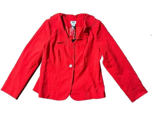 Women's Monroe and Maine Red Ruffle Collar Blazer Size 10