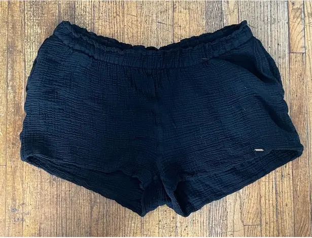 COZY EARTH Black Gauze Lounge Shorts Elastic Waist Pockets Size L Size L