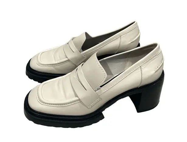 Charles and Keith Chunky Penny Loafer Pumps - Ivory/Off White