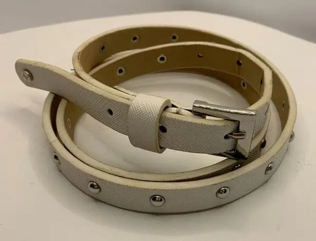 White and Silver Thin Belt