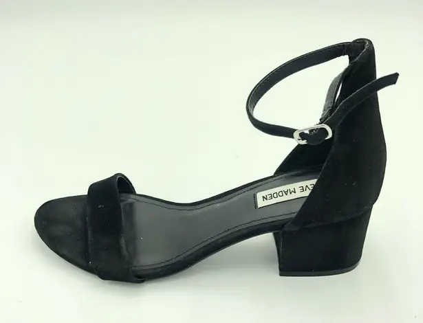 Steve Madden  Irenee Black Suede Ankle Strap Block Heel Size 10