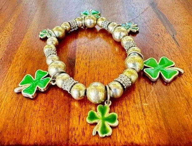 Vintage Four Leaf Clovers Stretch Bracelet St Patrick's Day Parade Party…