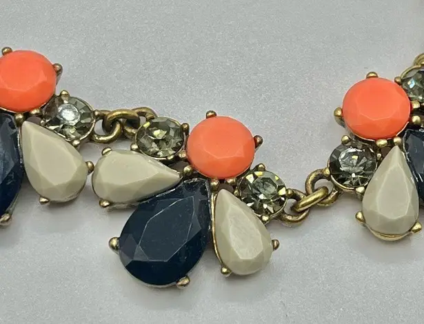 J.Crew  statement necklace, navy neon orange and grey