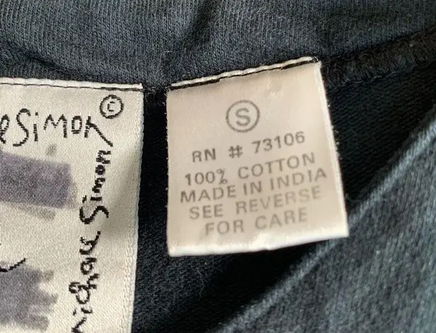 Vintage 90s Michael Simon Lite Cardigan Black Long Sleeve Colorful Butterfly