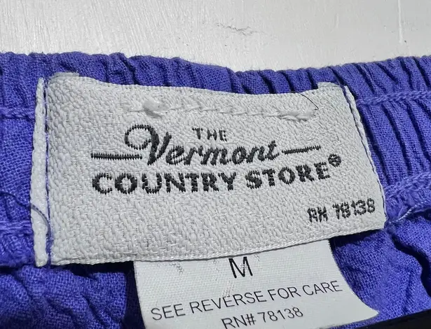 The Vermont Country Store Women's Crinkle Cotton Ankle-Length Pants Blue