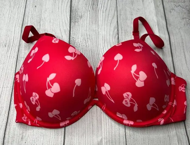 PINK - Victoria's Secret Victoria's Secret PINK Wear Everywhere Super Push Up Cherry Hearts Bra Size 36D