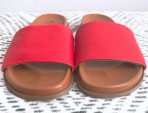 Aquatalia Slide Sandals Leather Red, Size 6 NEW