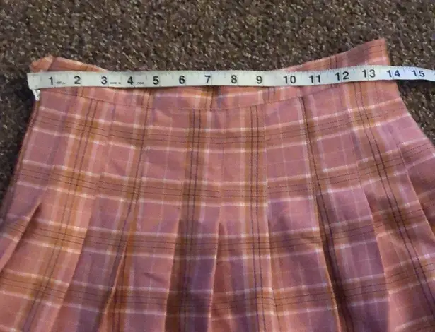 Pink plaid pleated high waist school girl skirt size small
