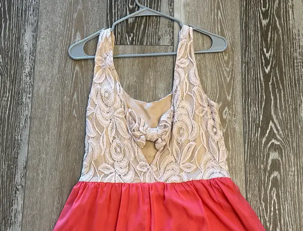 Accidentally in Love Sz 13 So Cute Dress Lace & Layers Of Coral Chiffon