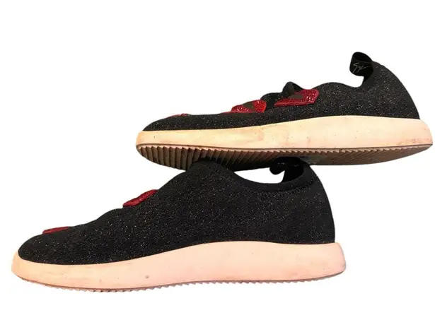 Giuseppe Zanotti Natalie Red Lip Crystal Sneakers Black Glitter Slip-On 36.5 GUC